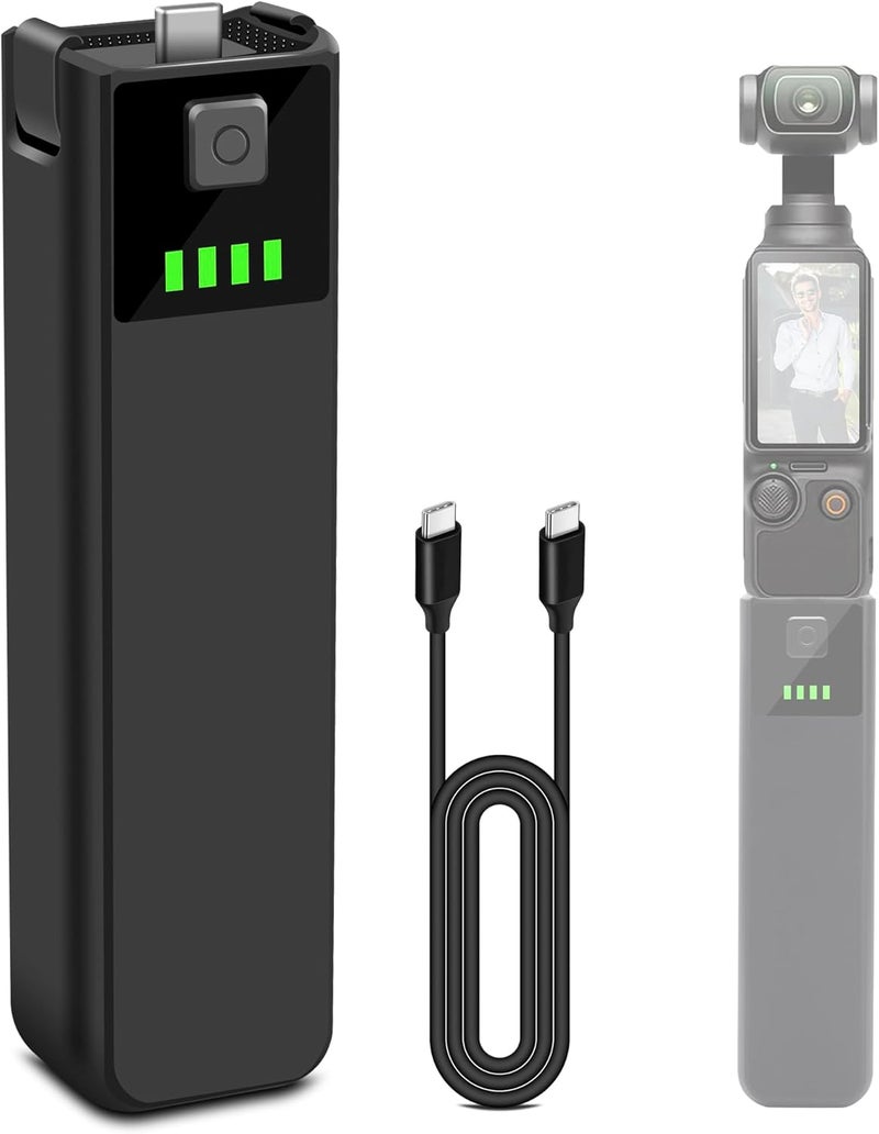 DFTIM مقبض بطارية Pocket 3 متوافق مع كاميرا DJI Osmo Pocket 3، 5000mAh بديل طاقة محمول، مزود ببطارية إضافية سريعة الشحن بسعة 22.5Wh وفتحة خيط 1/4" محفوظة (1 قطعة) - Image 1